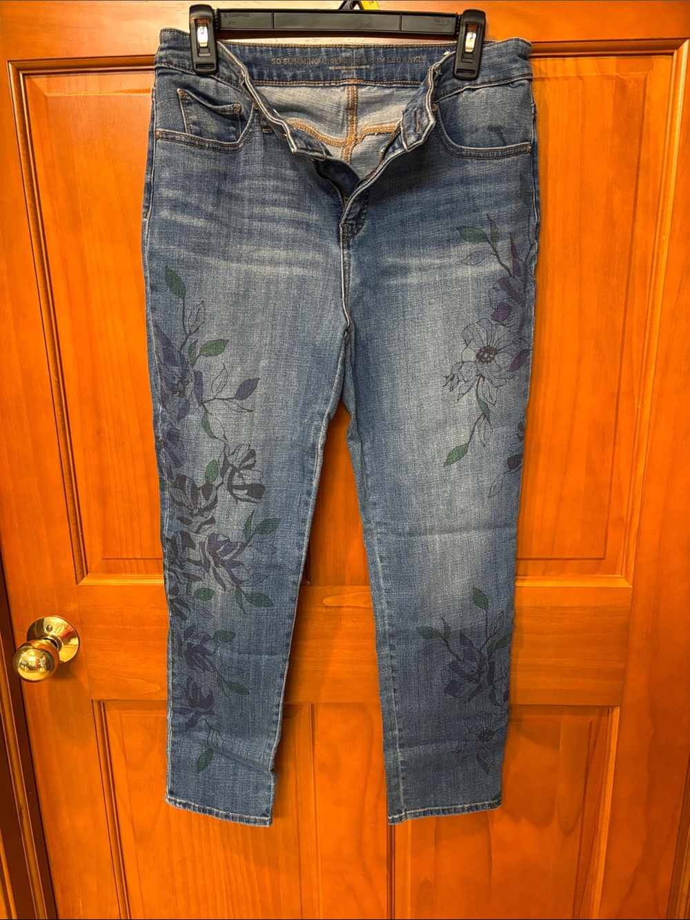 Chico's Blue Skinny Jeans with Floral Print